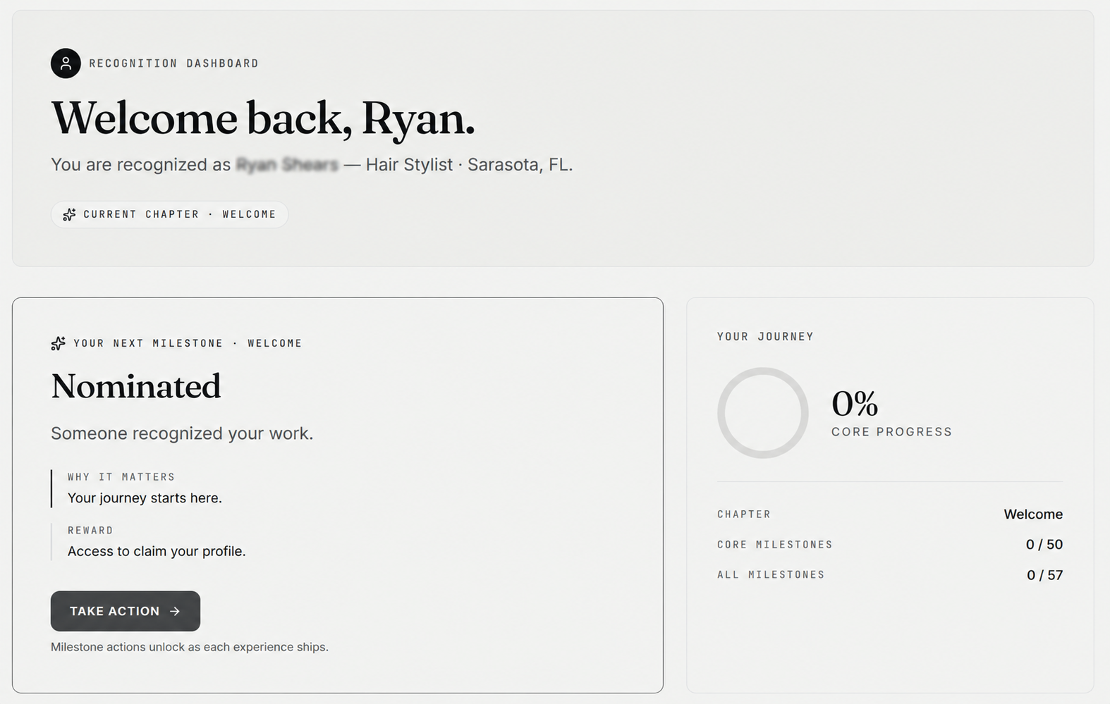 Recognition dashboard preview